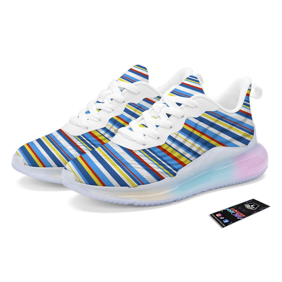 Stripe Autism Awareness Color Print Pattern Running Sneakers-grizzshop