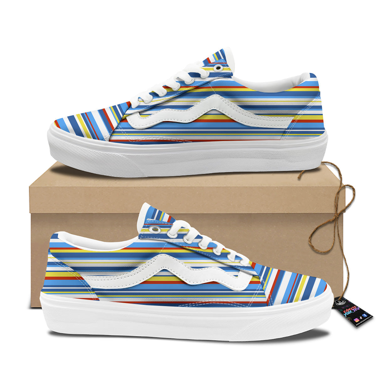 Stripe Autism Awareness Color Print Pattern Skate Shoes-grizzshop