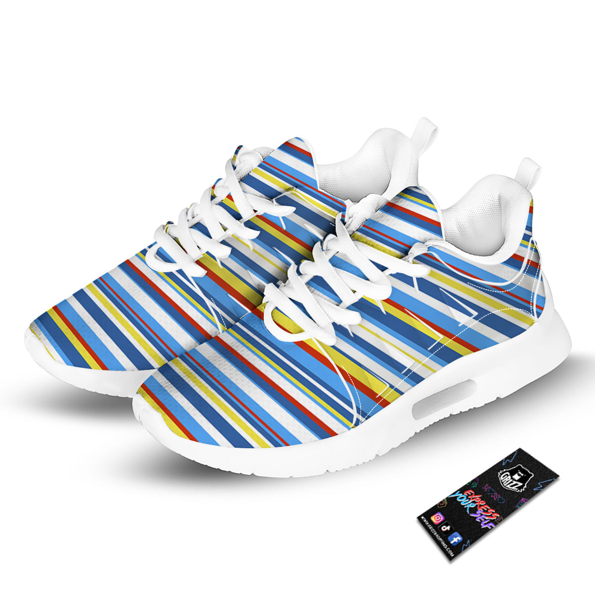 Stripe Autism Awareness Color Print Pattern Tennis Shoes-grizzshop