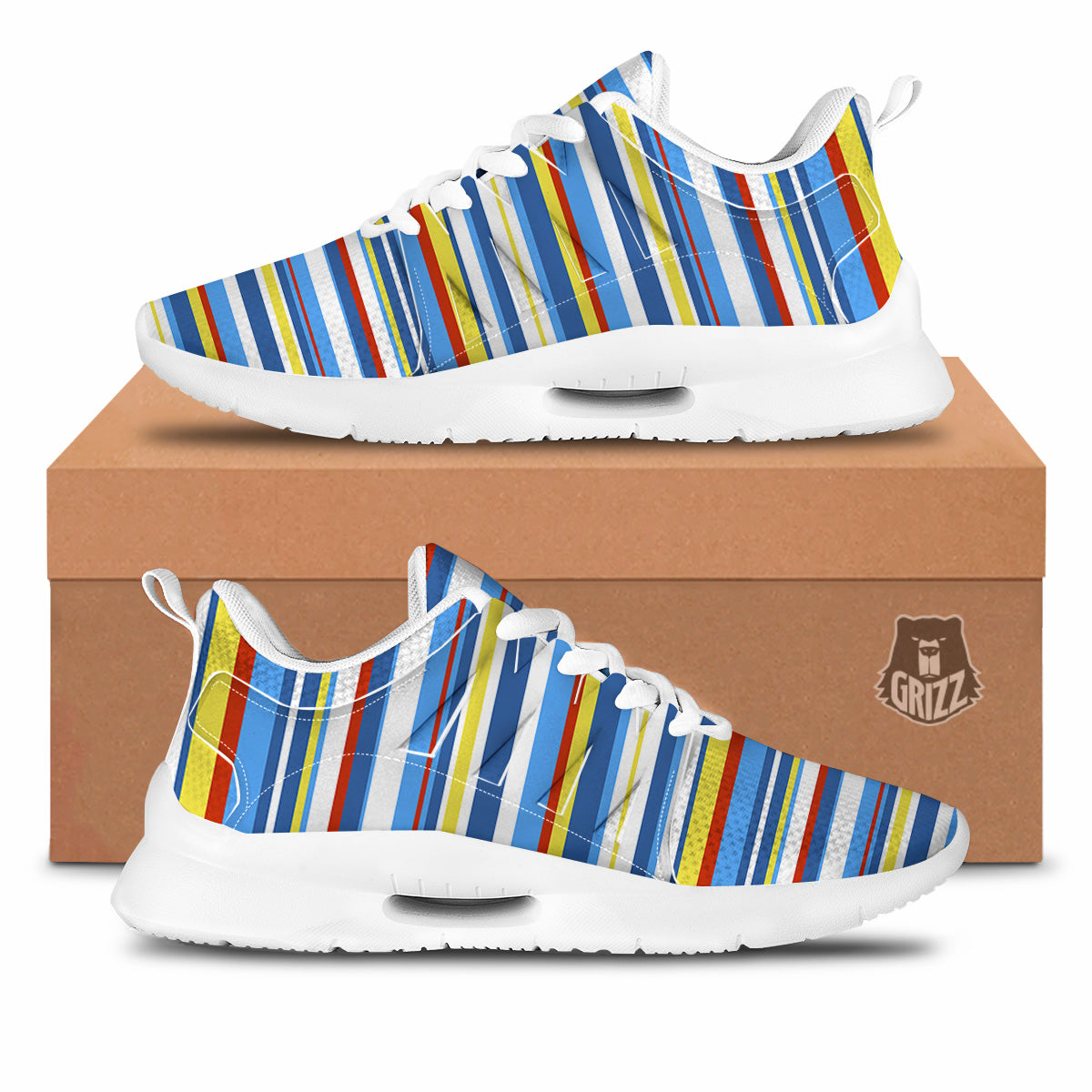 Stripe Autism Awareness Color Print Pattern Tennis Shoes-grizzshop