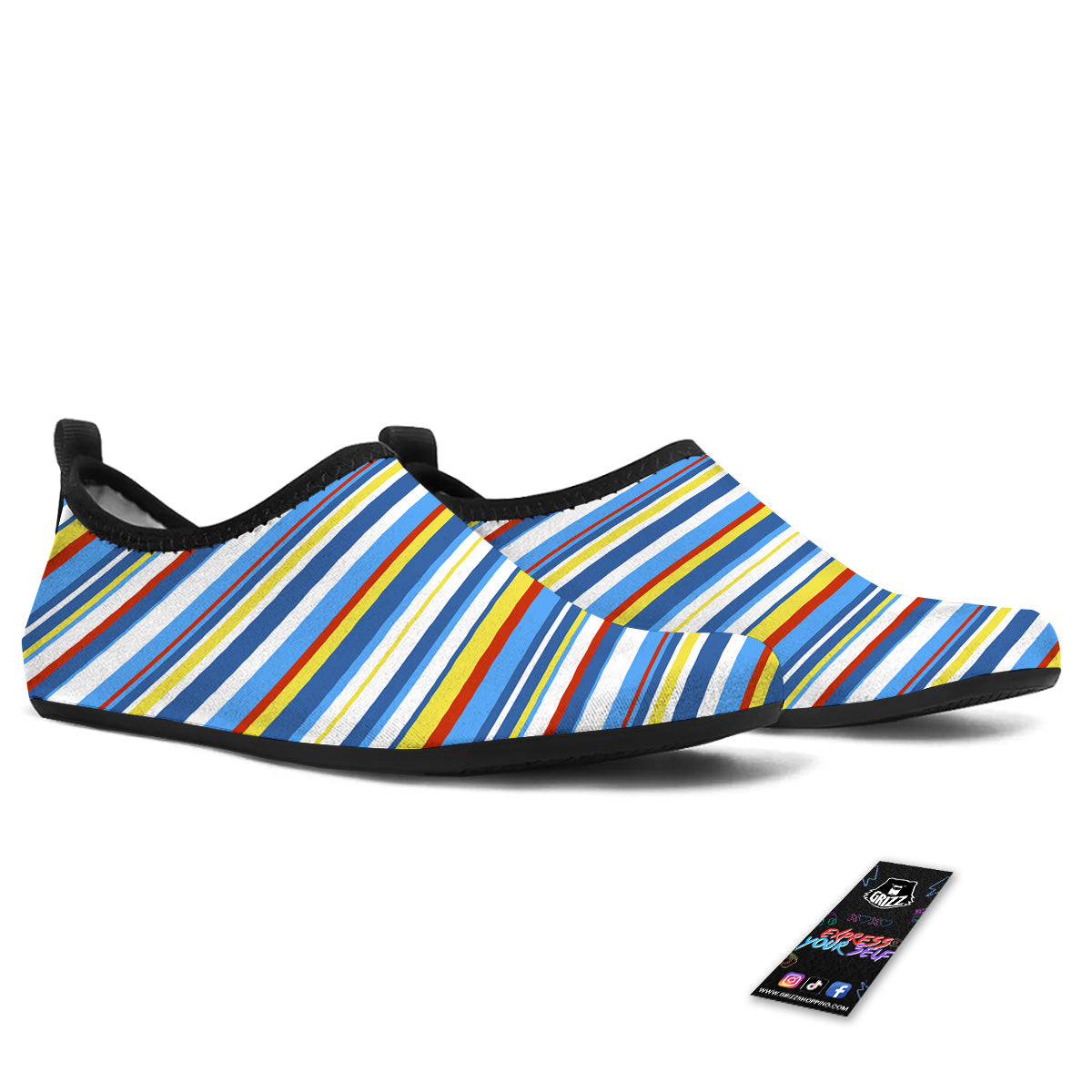 Stripe Autism Awareness Color Print Pattern Water Shoes-grizzshop