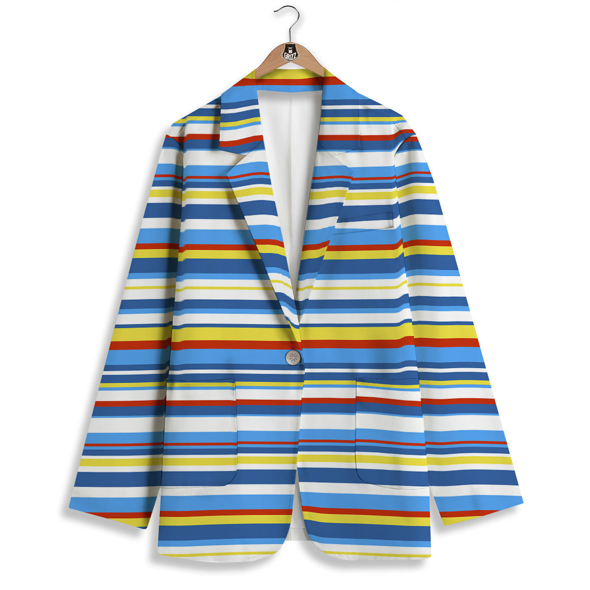 Stripe Autism Awareness Color Print Pattern Women's Blazer-grizzshop