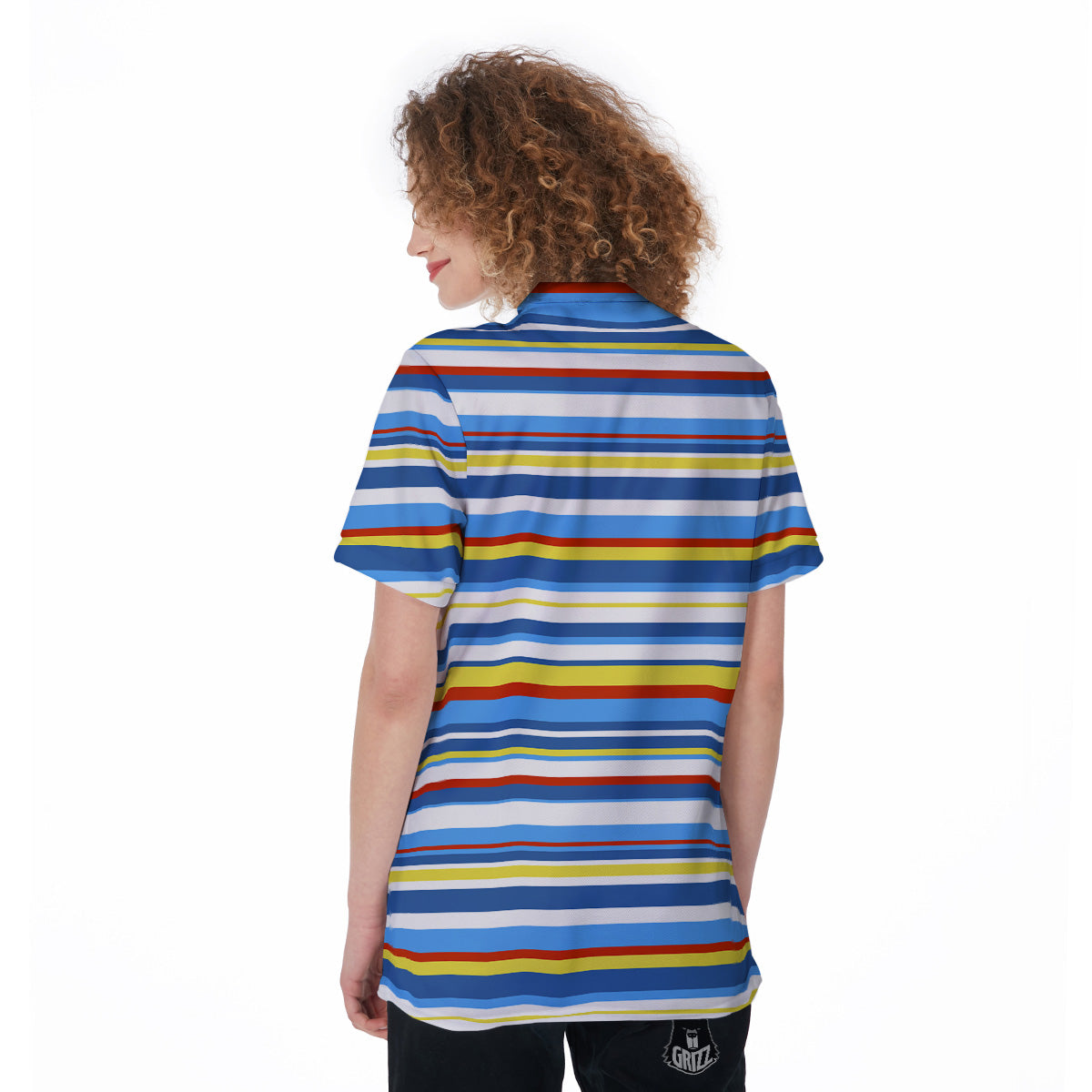 Stripe Autism Awareness Color Print Pattern Women's Golf Shirts-grizzshop