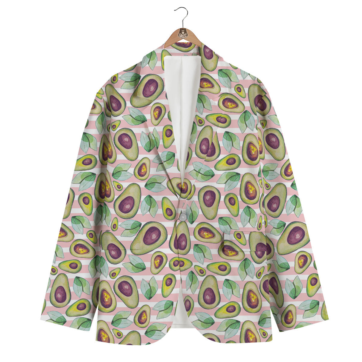Stripe Avocado Men's Blazer-grizzshop