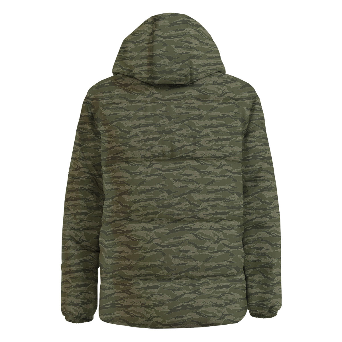 Stripe Camo Green Tiger Print Pattern Down Jacket-grizzshop