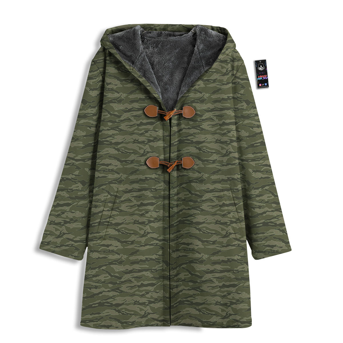 Stripe Camo Green Tiger Print Pattern Men's Windbreaker Jacket-grizzshop