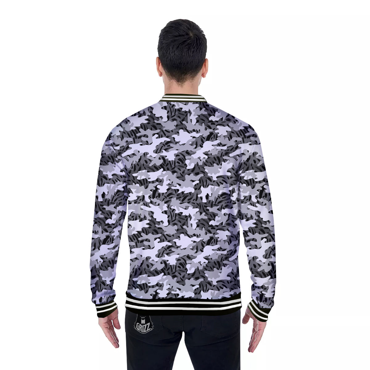 Stripe Camo Winter Tiger Print Pattern Baseball Jacket-grizzshop