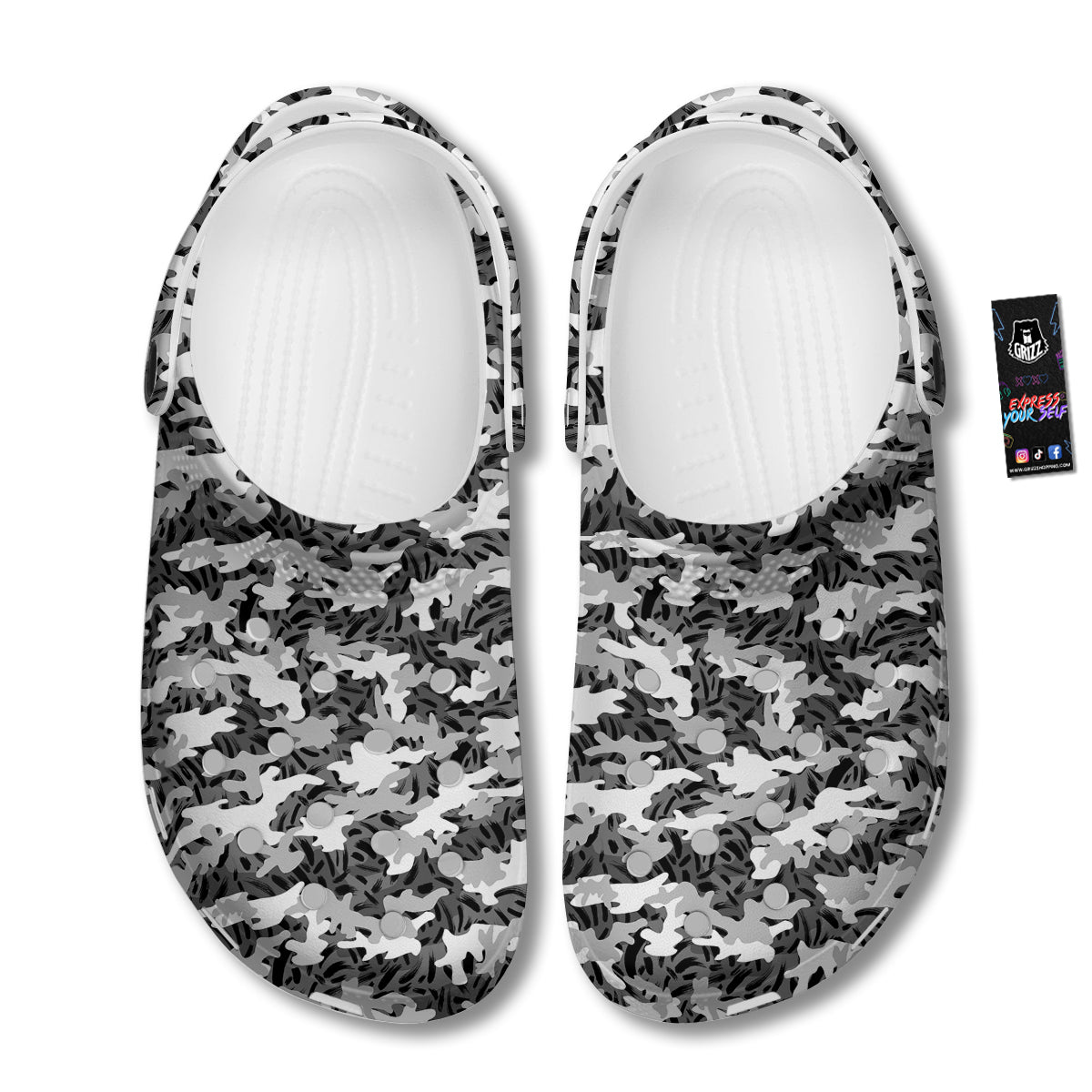 Stripe Camo Winter Tiger Print Pattern Clog-grizzshop