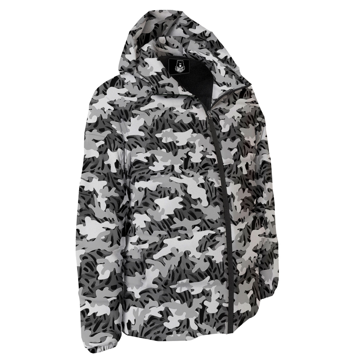 Stripe Camo Winter Tiger Print Pattern Down Jacket-grizzshop