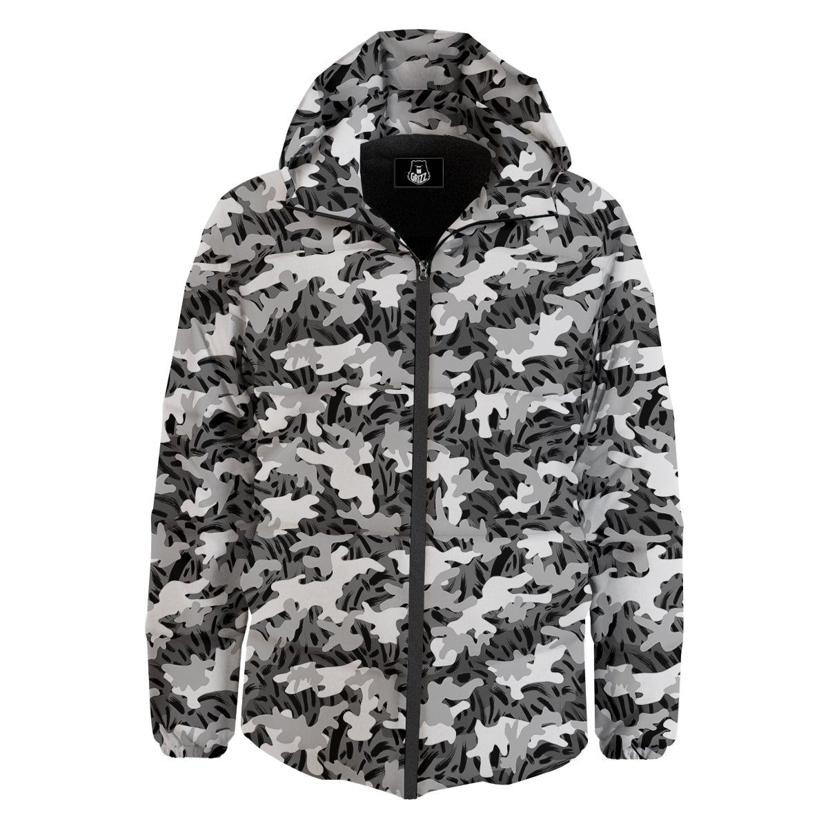 Stripe Camo Winter Tiger Print Pattern Down Jacket-grizzshop