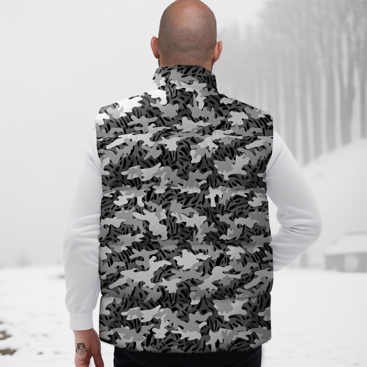 Stripe Camo Winter Tiger Print Pattern Down Vest