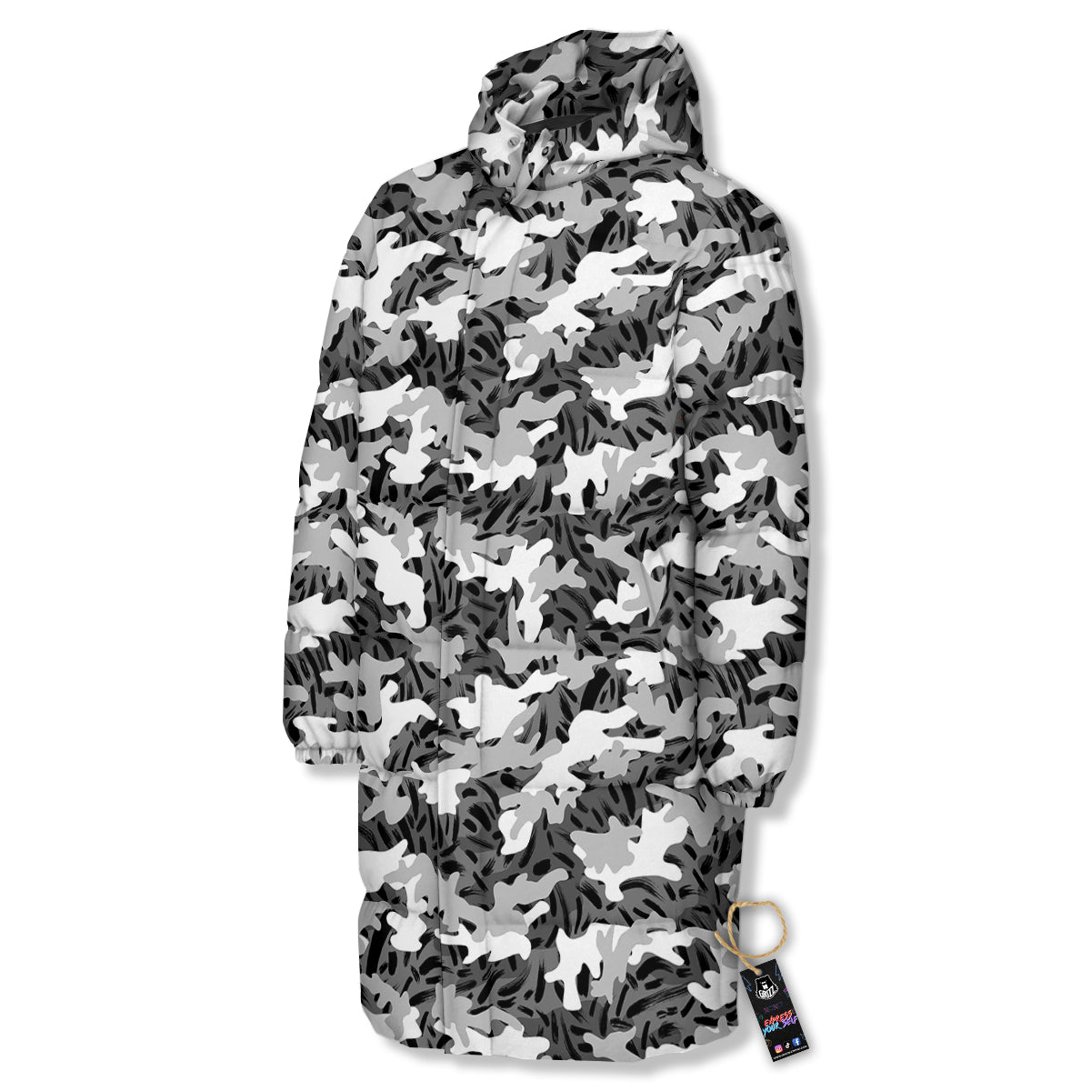 Stripe Camo Winter Tiger Print Pattern Long Down Jacket-grizzshop