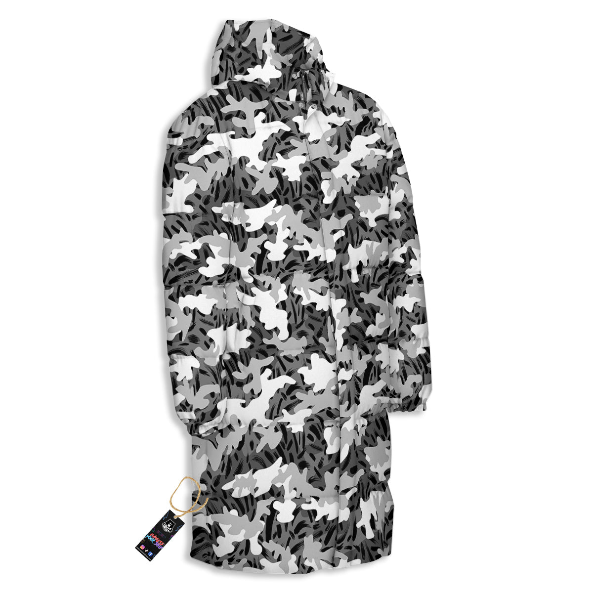 Stripe Camo Winter Tiger Print Pattern Long Down Jacket-grizzshop