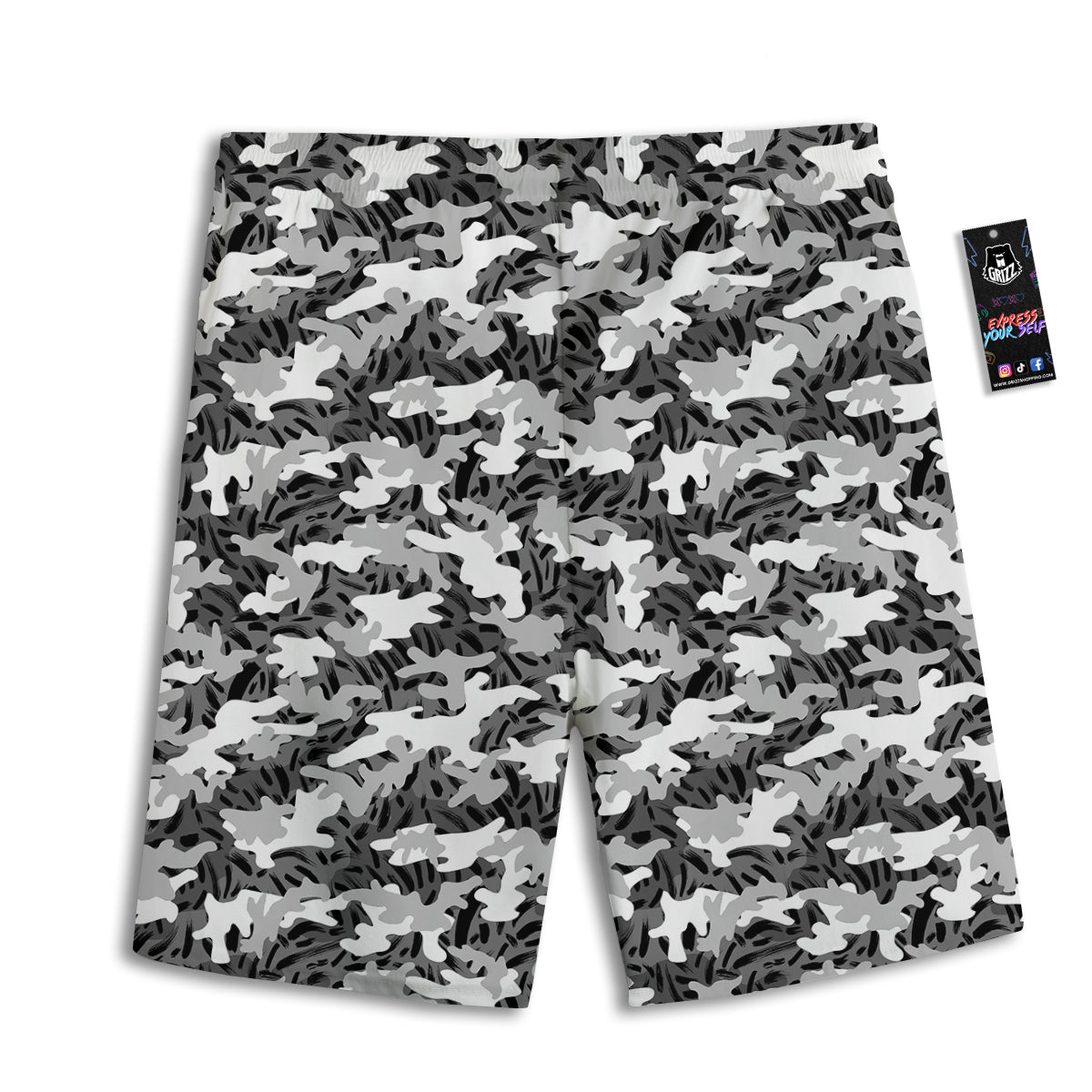 Stripe Camo Winter Tiger Print Pattern Men's Athletic Shorts