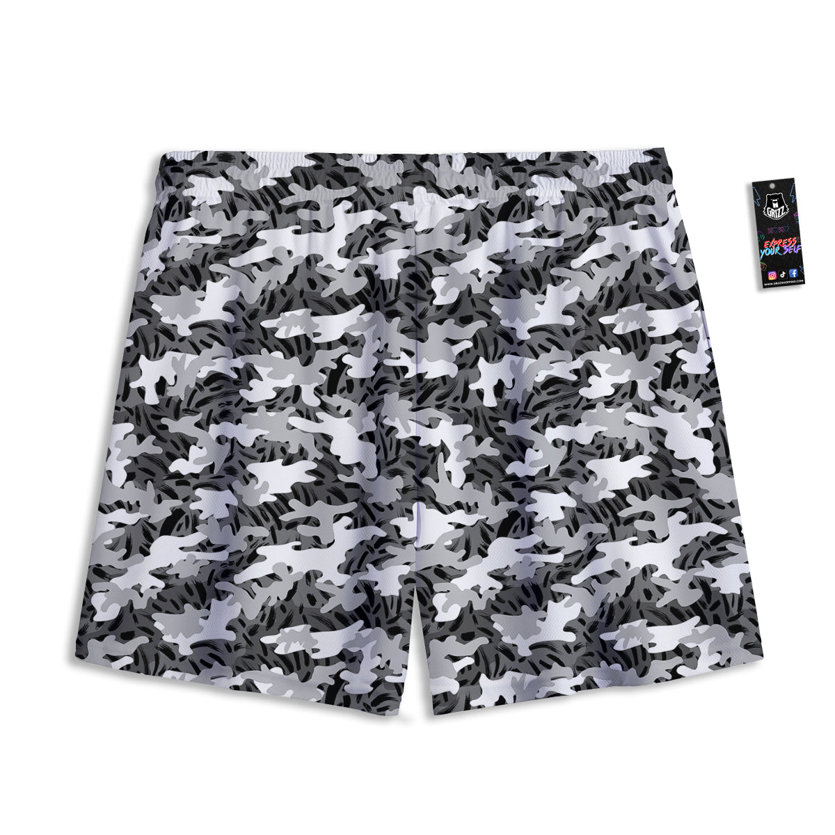 Stripe Camo Winter Tiger Print Pattern Mesh Shorts
