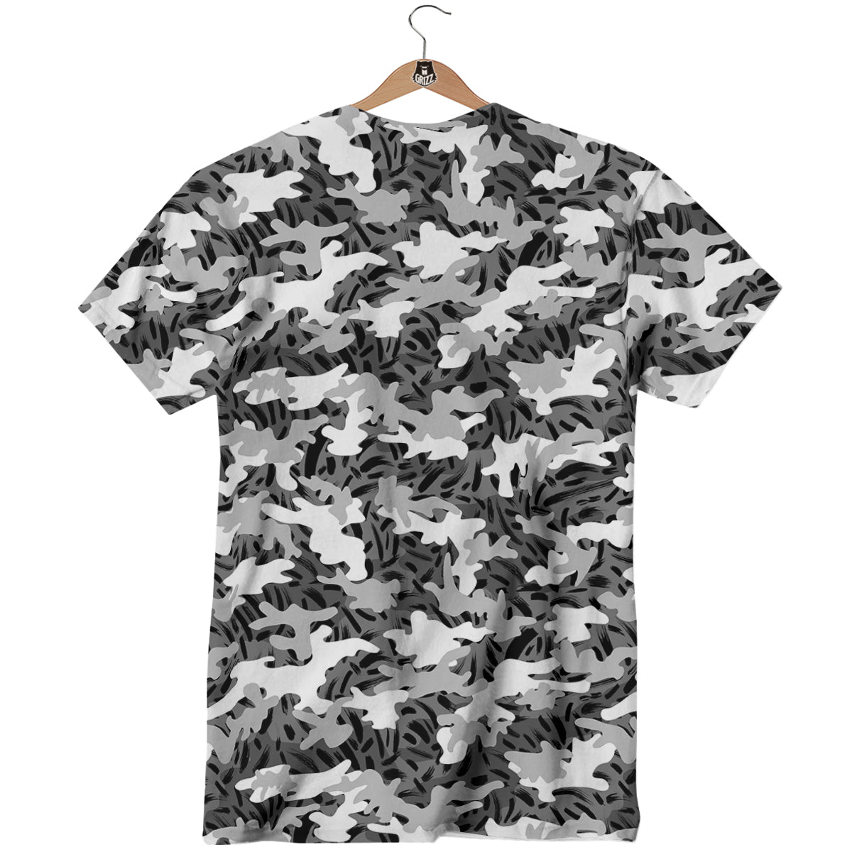 Stripe Camo Winter Tiger Print Pattern T-Shirt-grizzshop