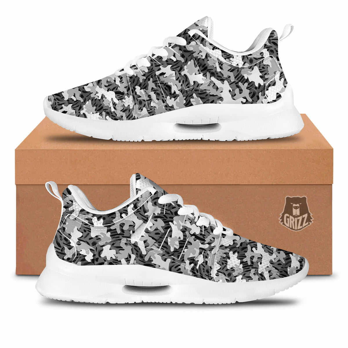 Stripe Camo Winter Tiger Print Pattern Tennis Shoes-grizzshop