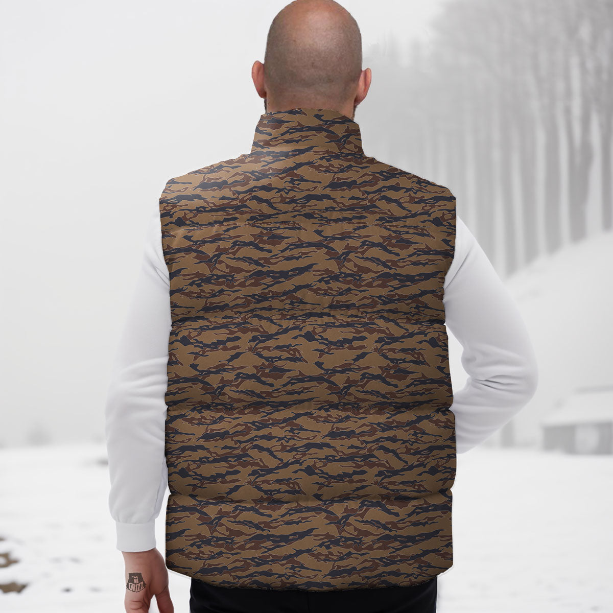 Stripe Camouflage Desert Tiger Print Down Vest