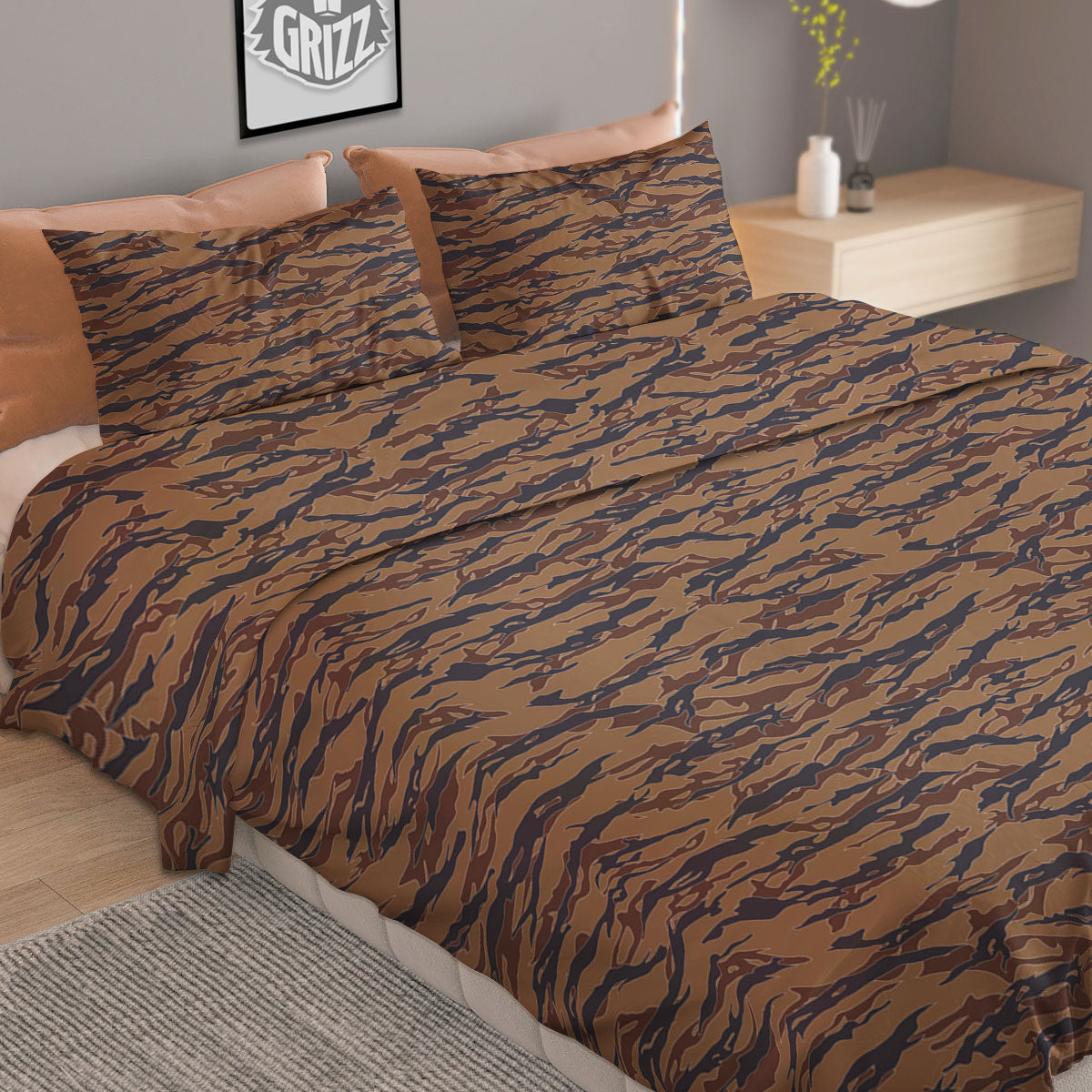 Stripe Camouflage Desert Tiger Print Duvet Cover Bedding Set