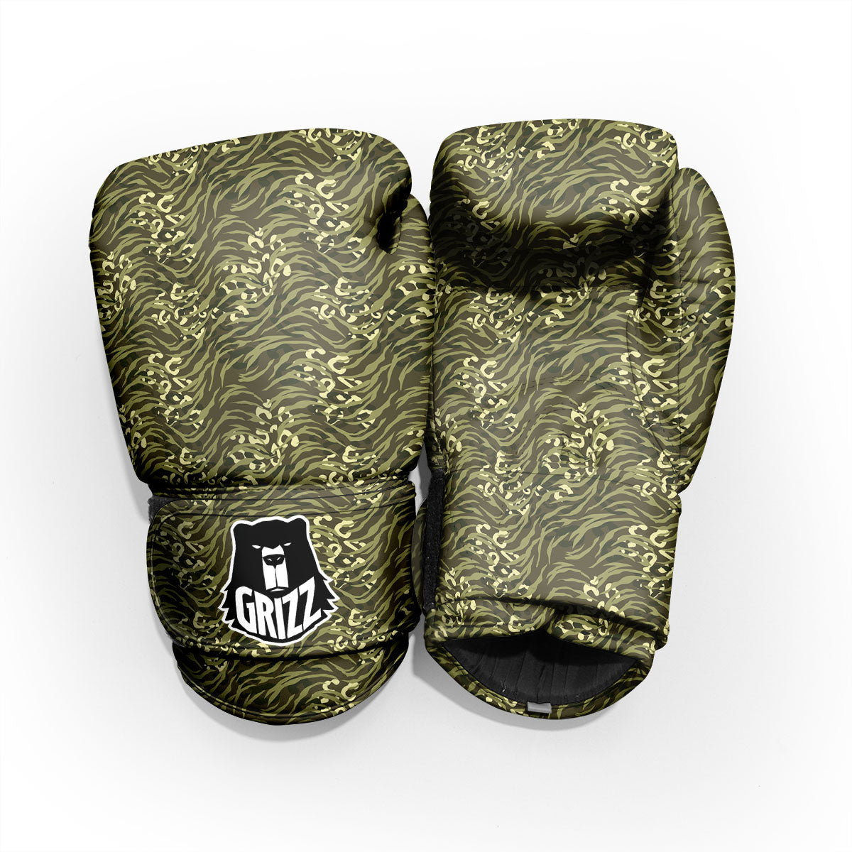 Stripe Camouflage Green Tiger Print Pro Boxing Glove