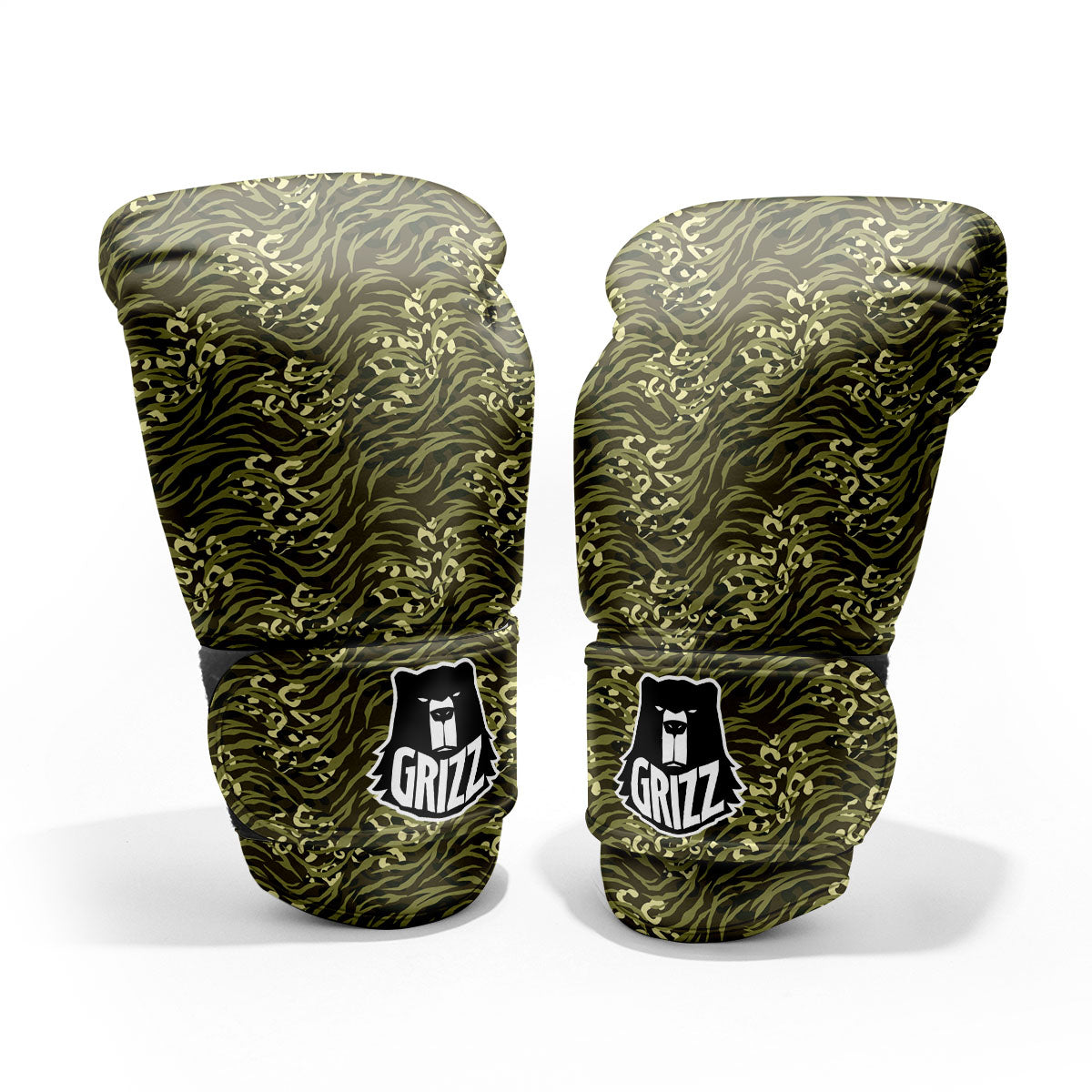 Stripe Camouflage Green Tiger Print Pro Boxing Glove