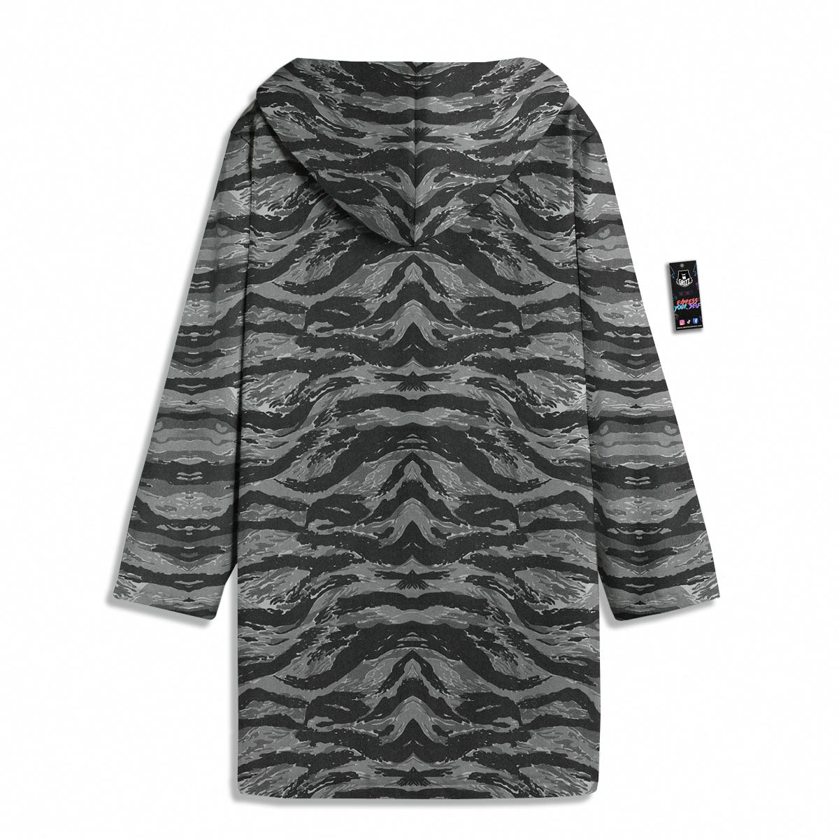 Stripe Camouflage Grey Tiger Print Men's Windbreaker Jacket-grizzshop