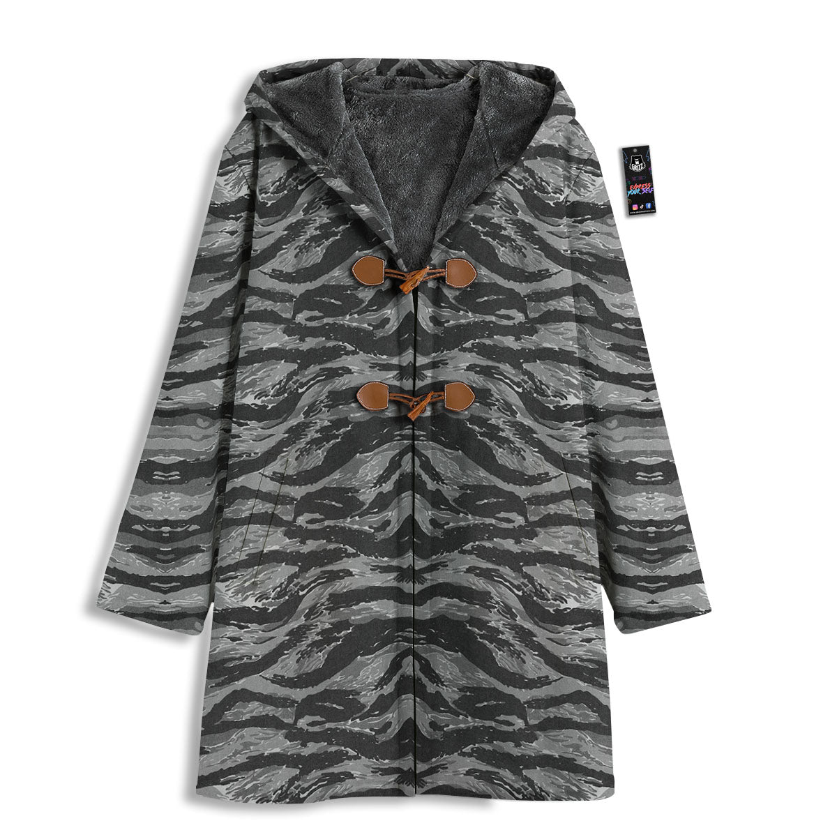 Stripe Camouflage Grey Tiger Print Men's Windbreaker Jacket-grizzshop