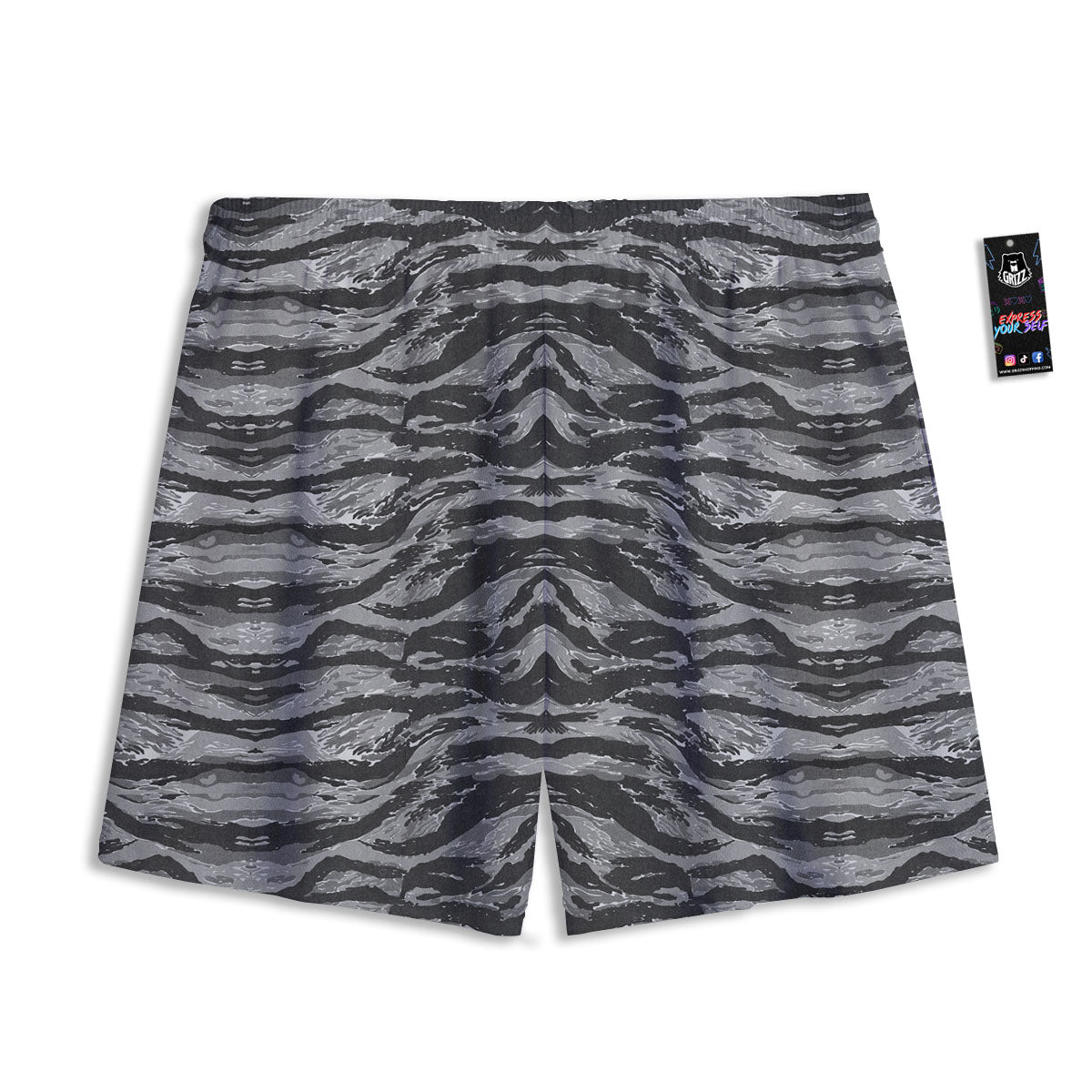Stripe Camouflage Grey Tiger Print Mesh Shorts