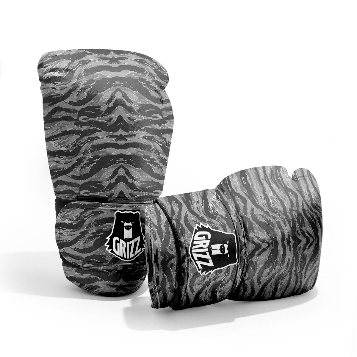 Stripe Camouflage Grey Tiger Print Pro Boxing Glove