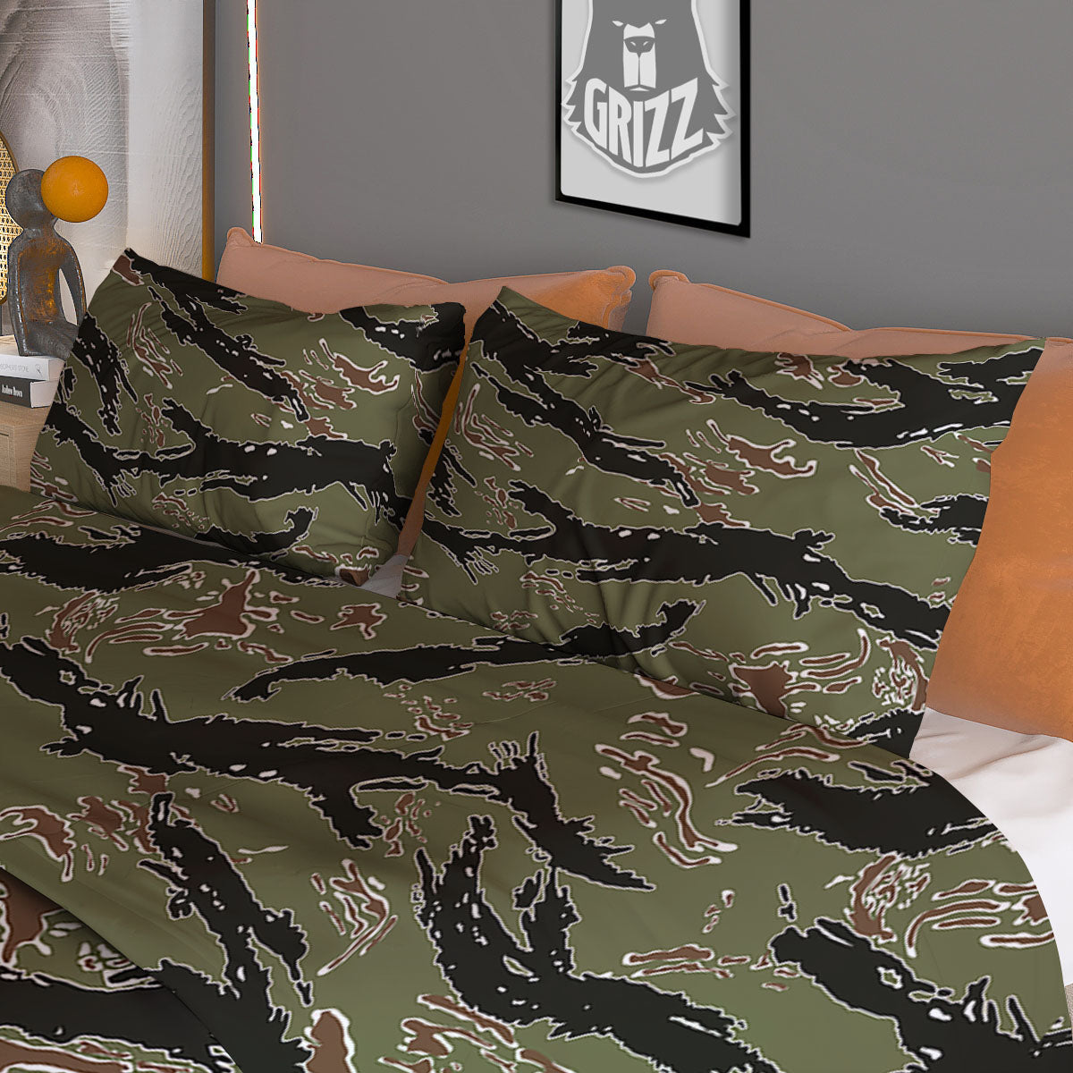 Stripe Camouflage Military Tiger Print Duvet Cover Bedding Set