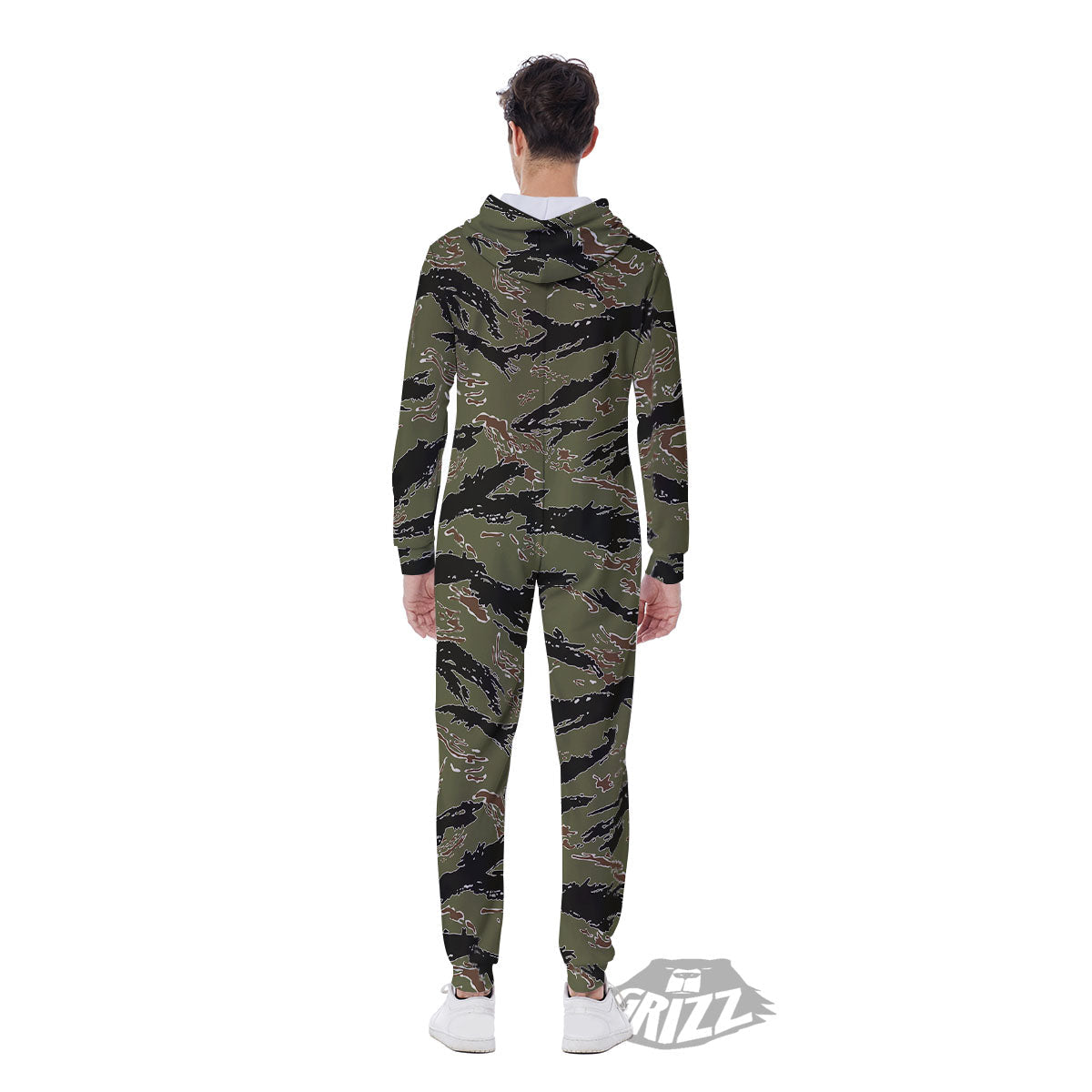 Stripe Camouflage Military Tiger Print Men's Jumpsuit-grizzshop