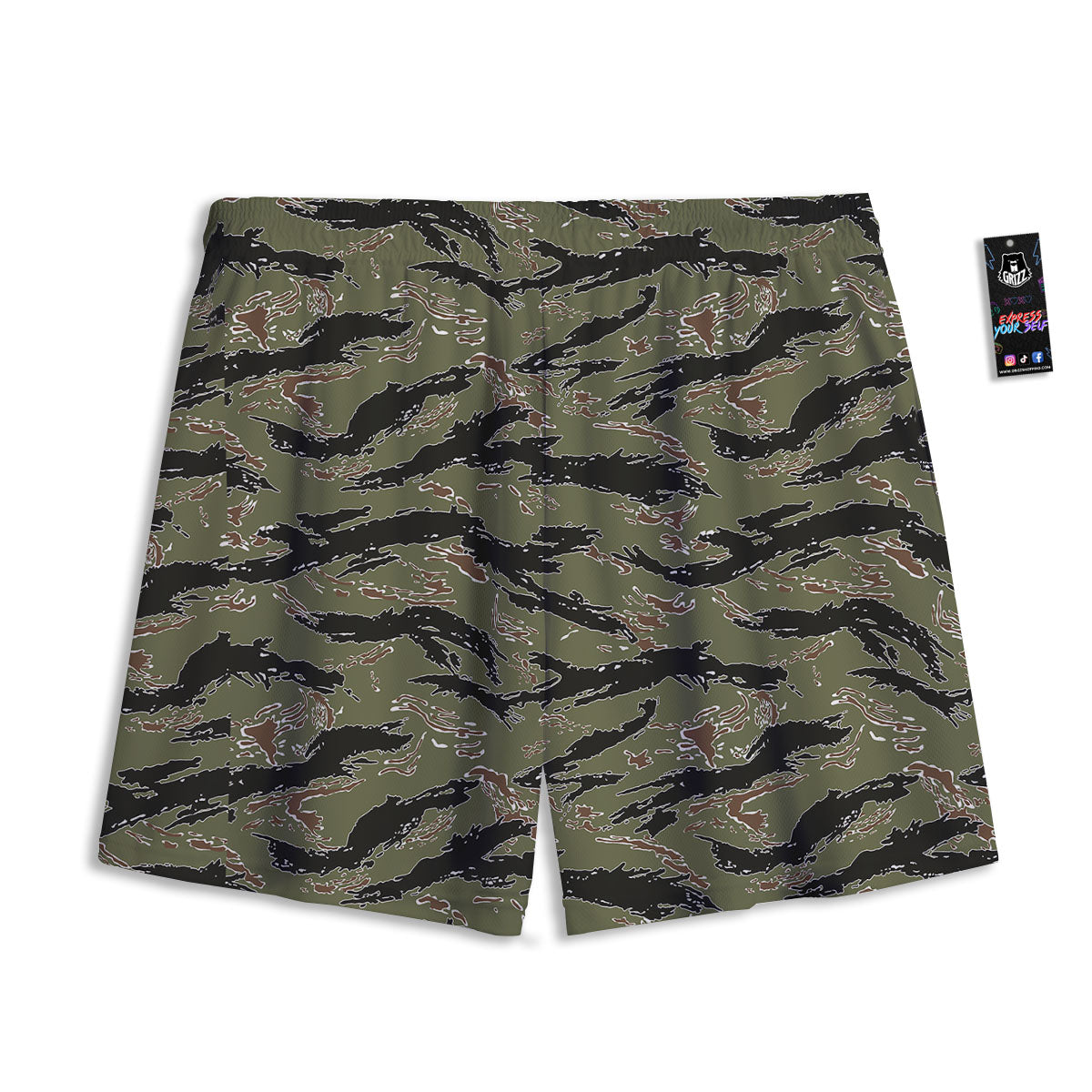 Stripe Camouflage Military Tiger Print Mesh Shorts