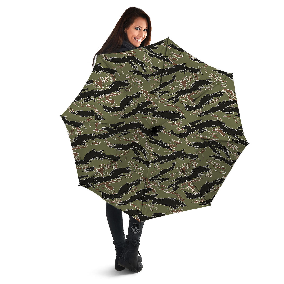 Stripe Camouflage Military Tiger Print Umbrella-grizzshop