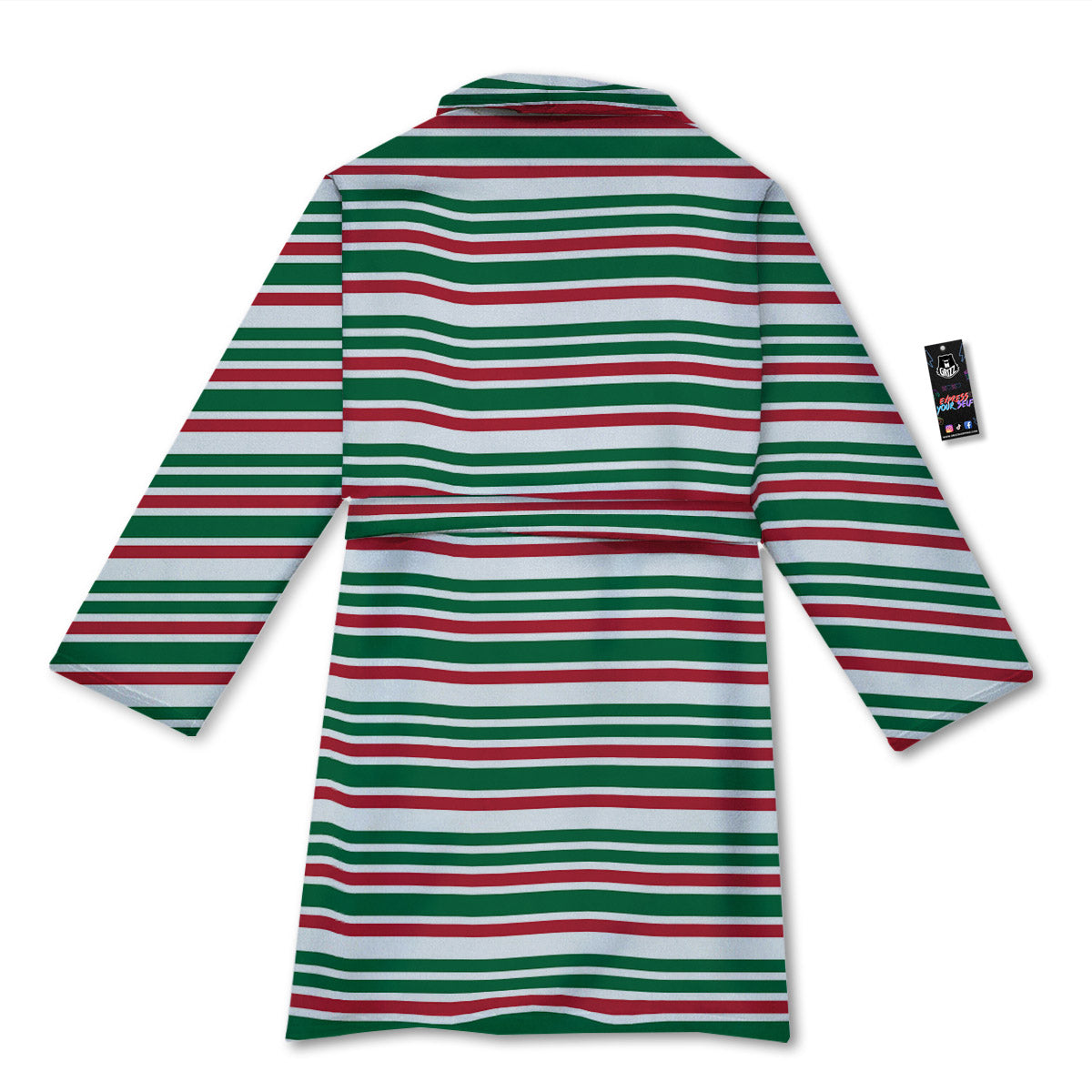 Stripe Candy Cane Print Pattern Bathrobe-grizzshop