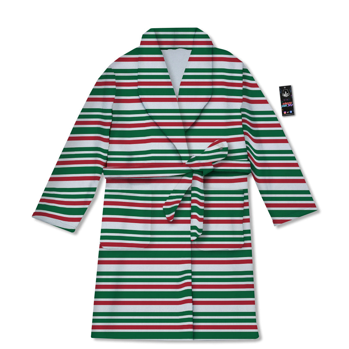 Stripe Candy Cane Print Pattern Bathrobe-grizzshop