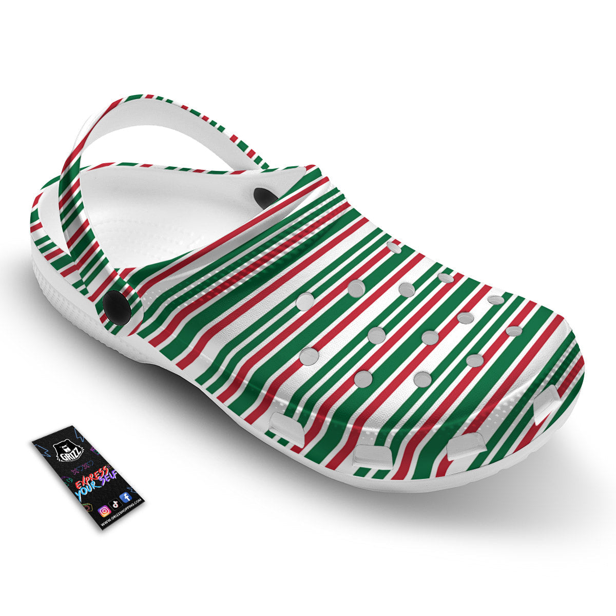 Stripe Candy Cane Print Pattern Clog-grizzshop