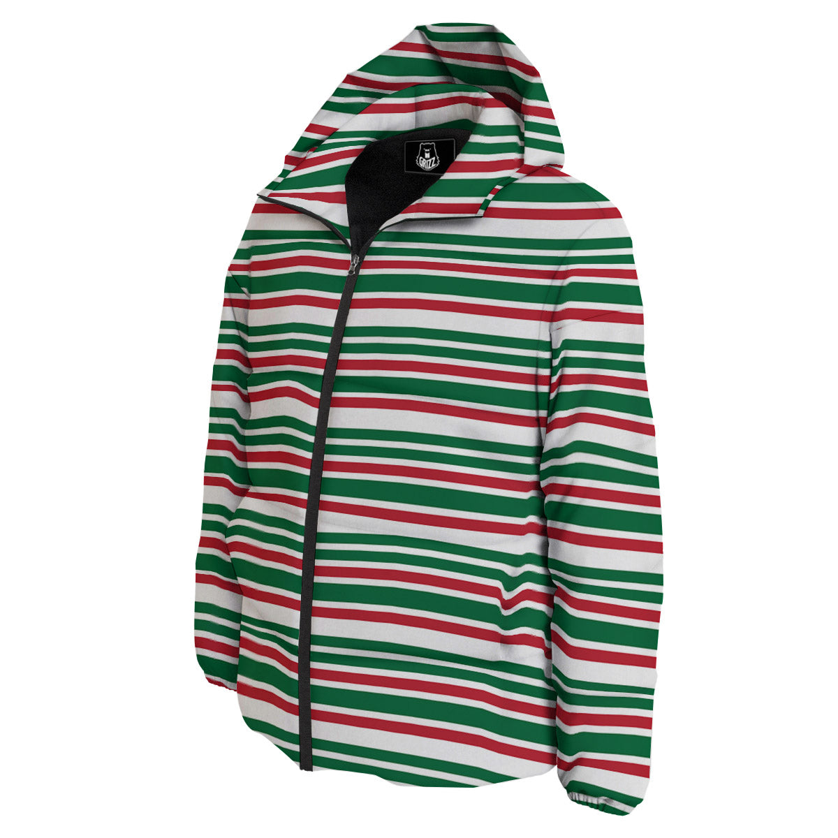 Stripe Candy Cane Print Pattern Down Jacket-grizzshop