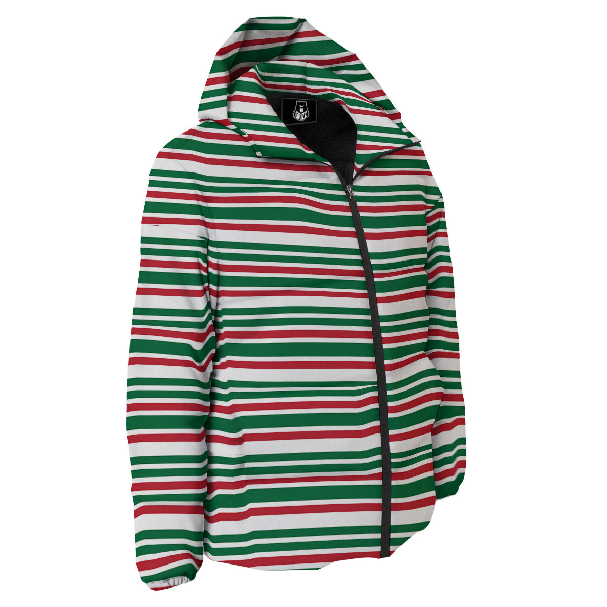 Stripe Candy Cane Print Pattern Down Jacket-grizzshop