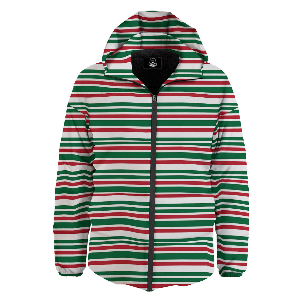Stripe Candy Cane Print Pattern Down Jacket-grizzshop