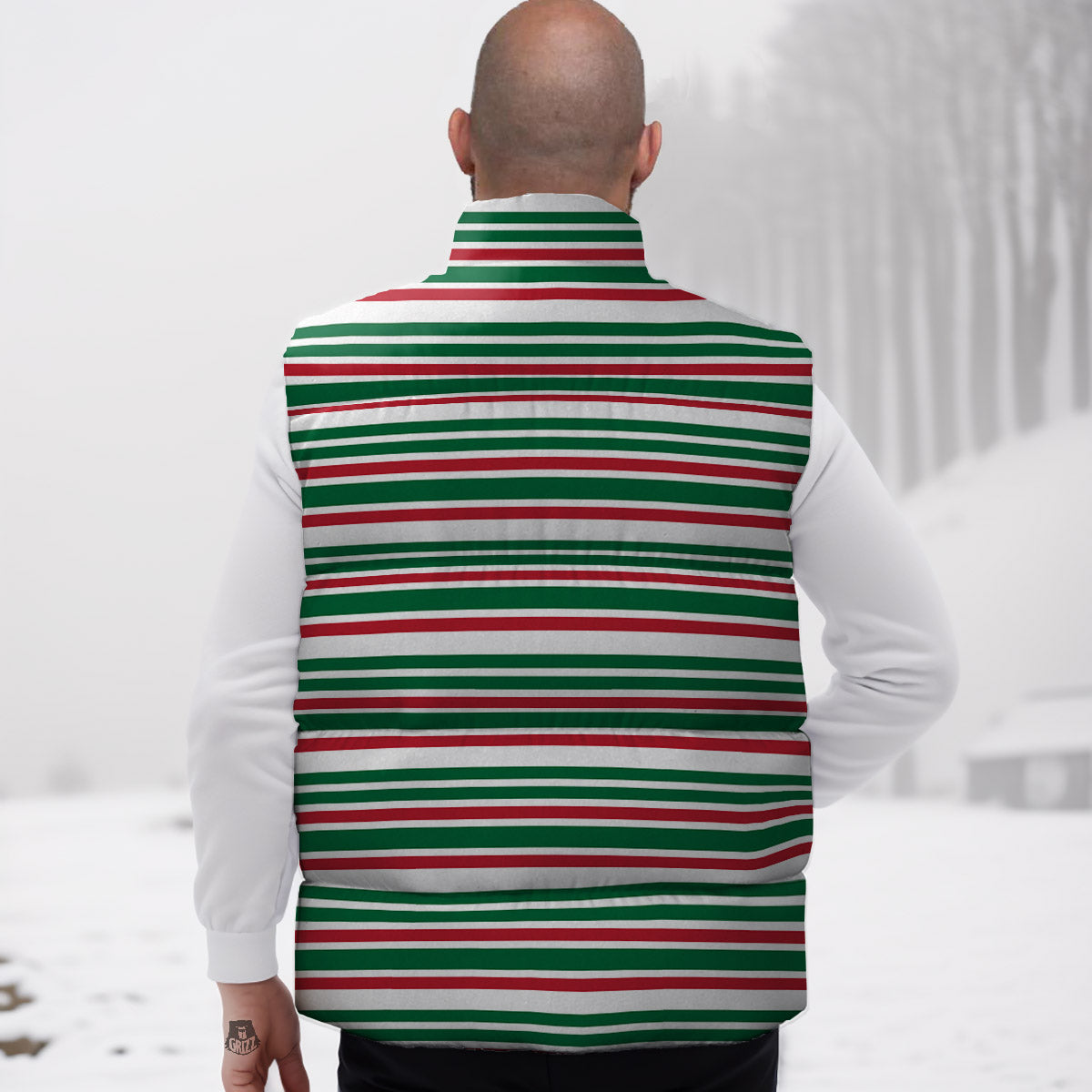 Stripe Candy Cane Print Pattern Down Vest