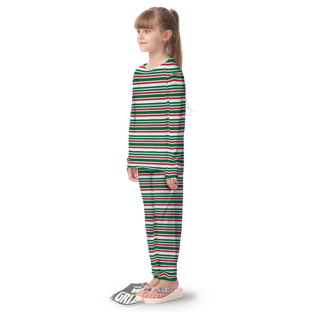 Stripe Candy Cane Print Pattern Kid's Pajamas-grizzshop
