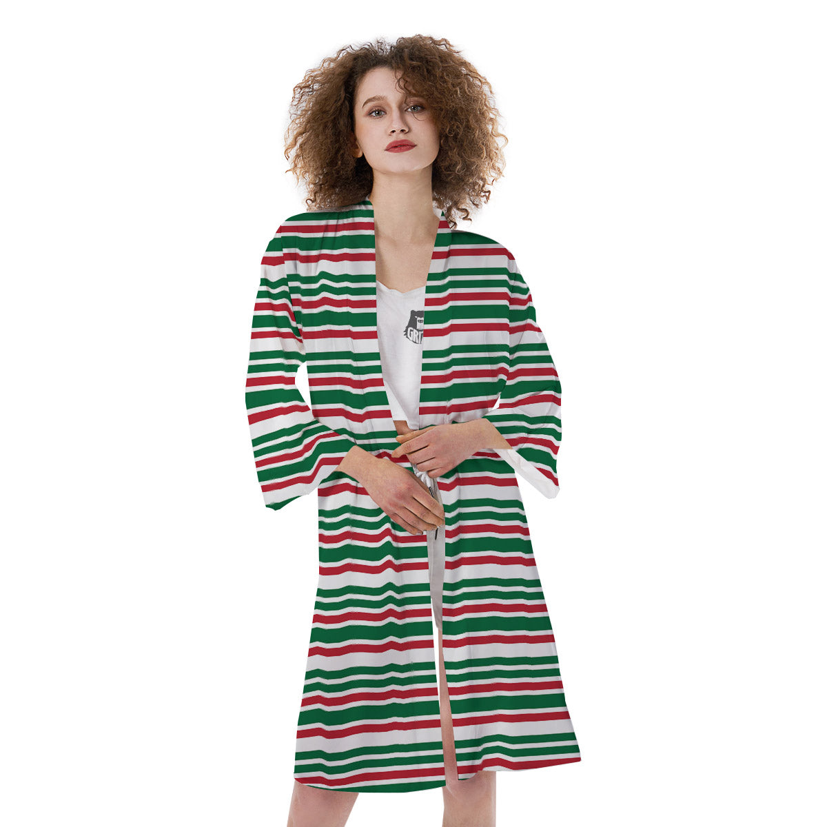 Stripe Candy Cane Print Pattern Kimono-grizzshop