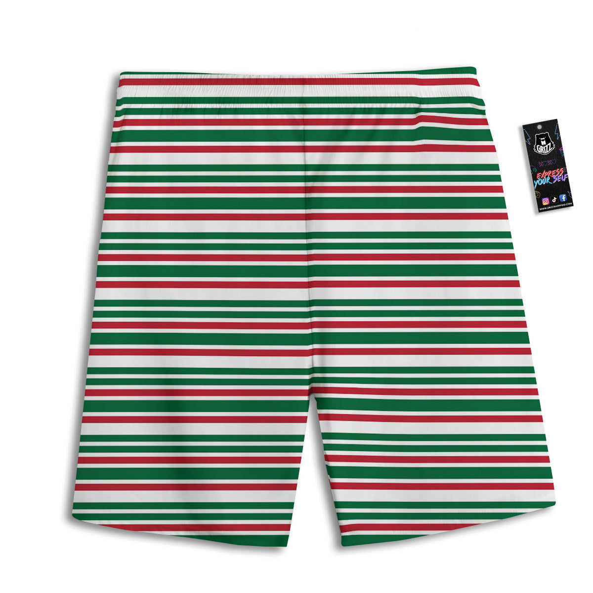 Stripe Candy Cane Print Pattern Men's Athletic Shorts