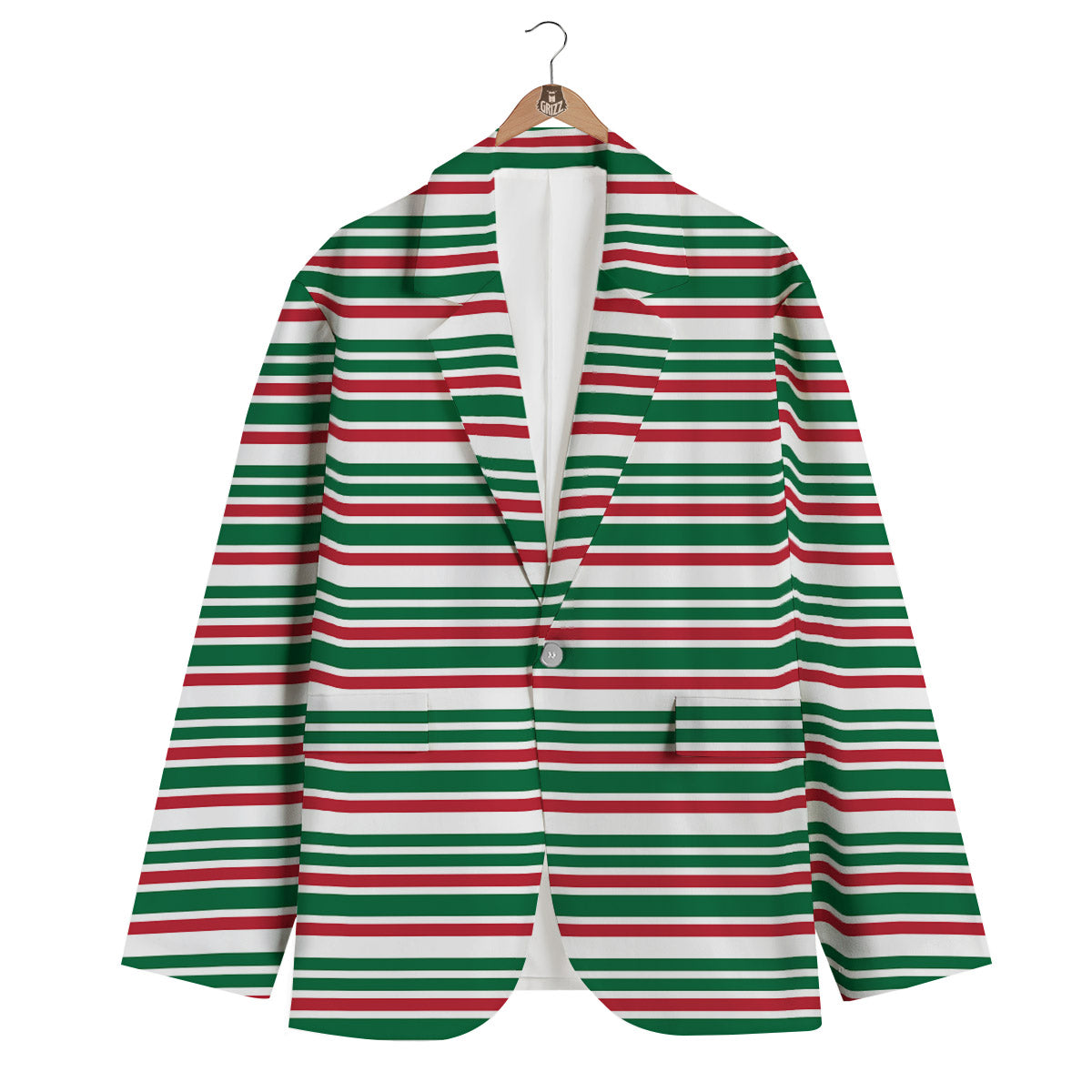 Stripe Candy Cane Print Pattern Men's Blazer-grizzshop