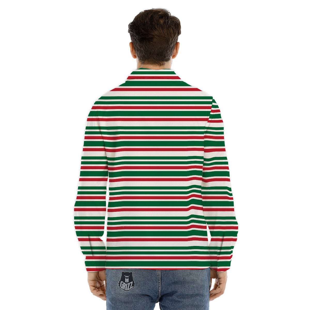 Stripe Candy Cane Print Pattern Men's Dress Shirts-grizzshop