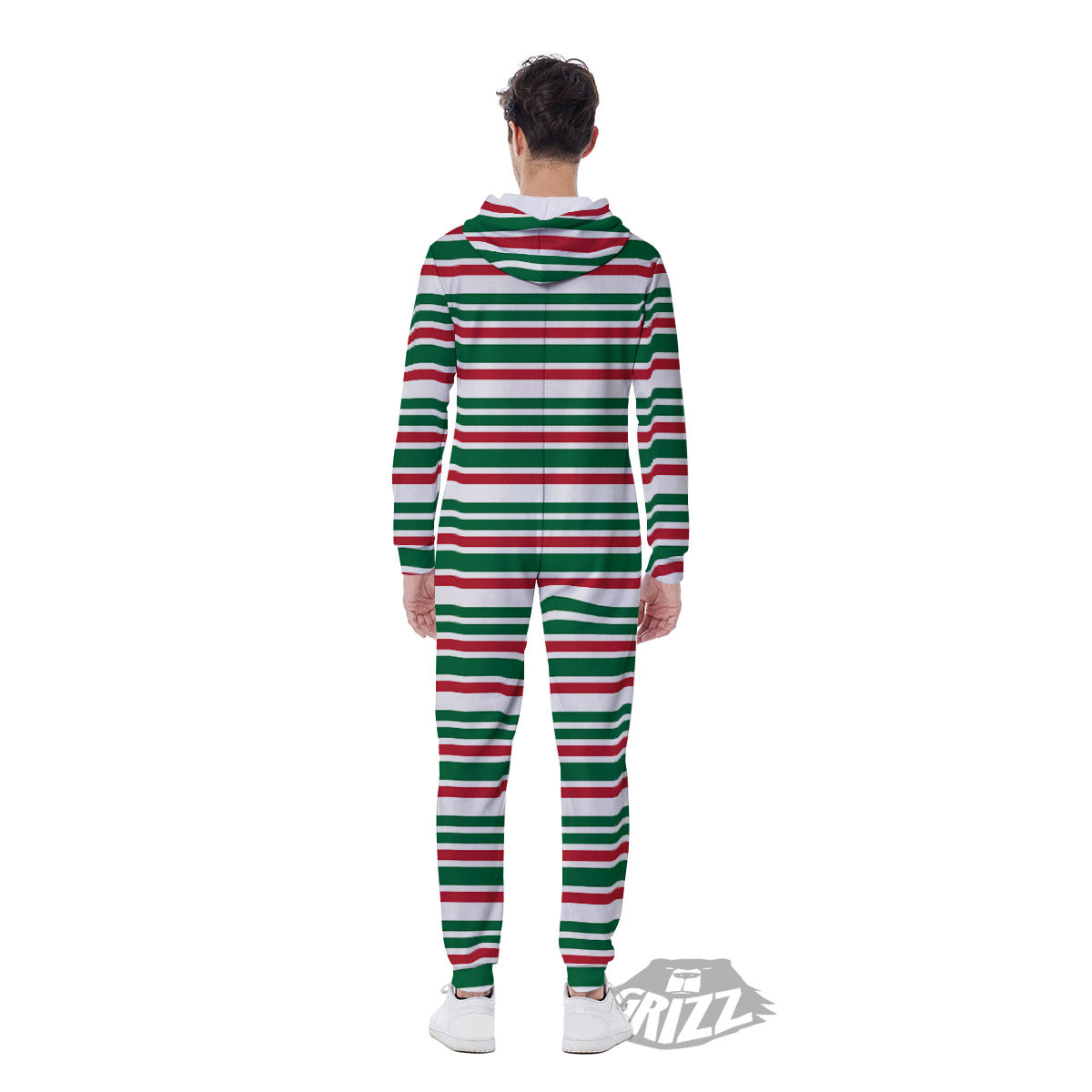 Stripe Candy Cane Print Pattern Men's Jumpsuit-grizzshop