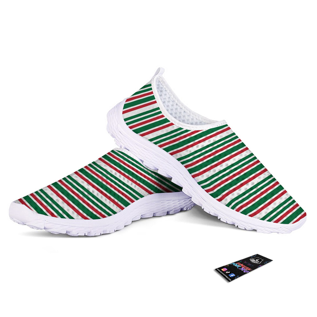 Stripe Candy Cane Print Pattern Nurse Shoes-grizzshop