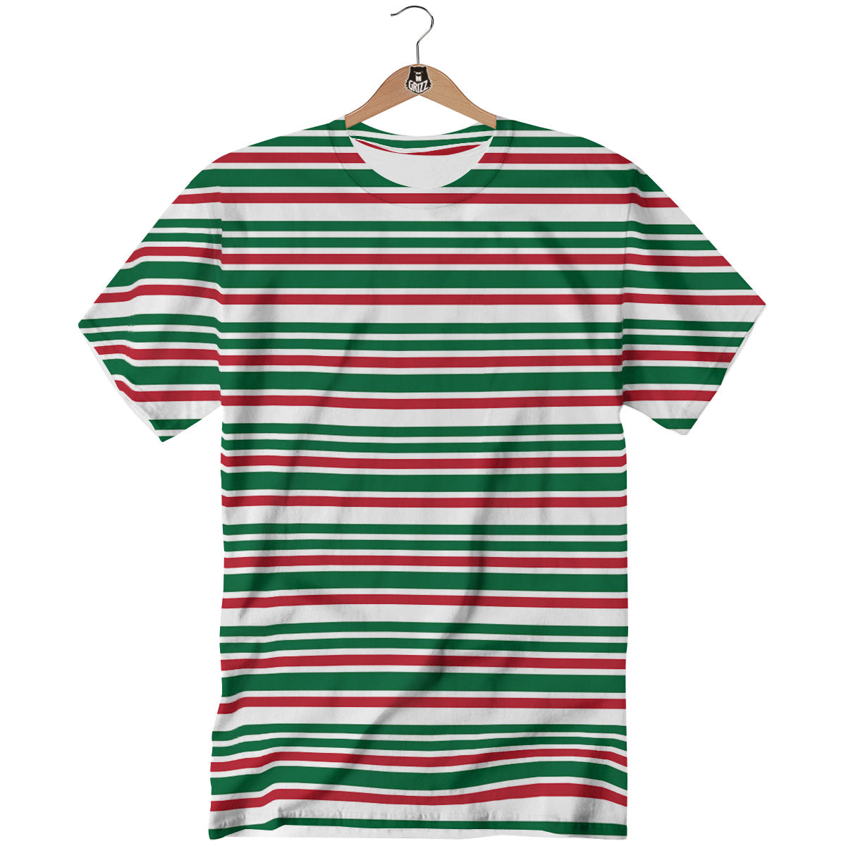 Stripe Candy Cane Print Pattern T-Shirt-grizzshop