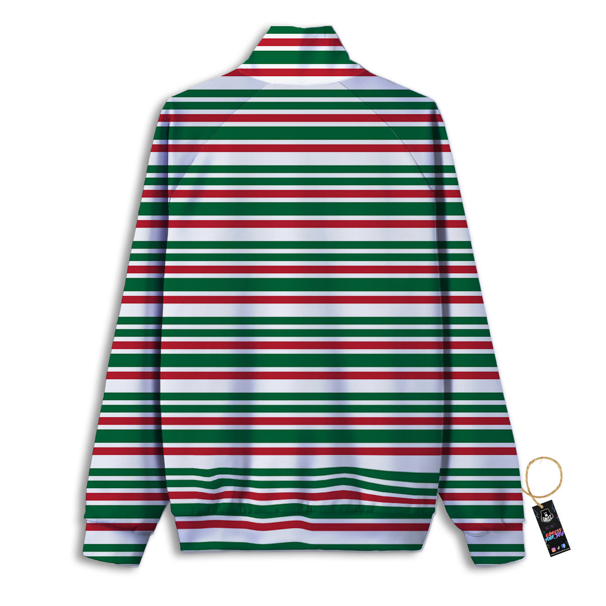 Stripe Candy Cane Print Pattern Track Jacket-grizzshop