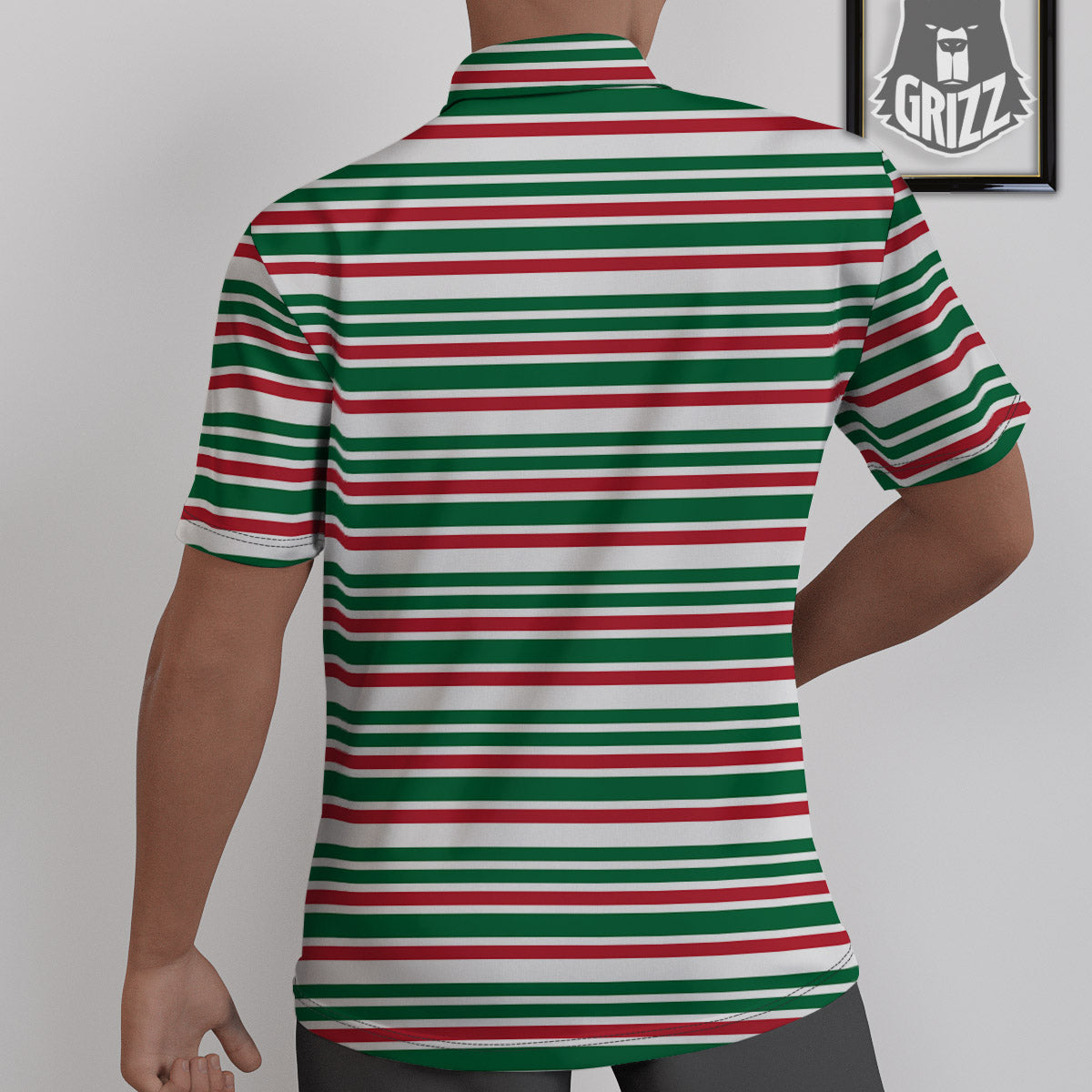 Stripe Candy Cane Print Pattern Untucked Shirts-grizzshop